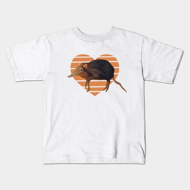 Cute Elephant Shrew Orange Heart Kids T-Shirt by Suneldesigns